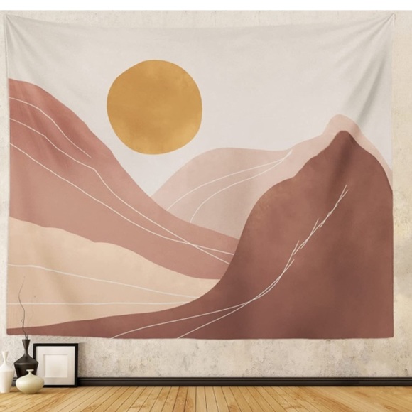 Neutral Minimalist Sunrise/Sunset Warm Colorful Festival Boho Tapestry/Wall Art - Picture 4 of 6